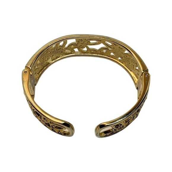 Vintage Open Face Butterfly Cut Out Gold Tone Adjustable Cuff Bracelet 6”-8” - Picture 7 of 7